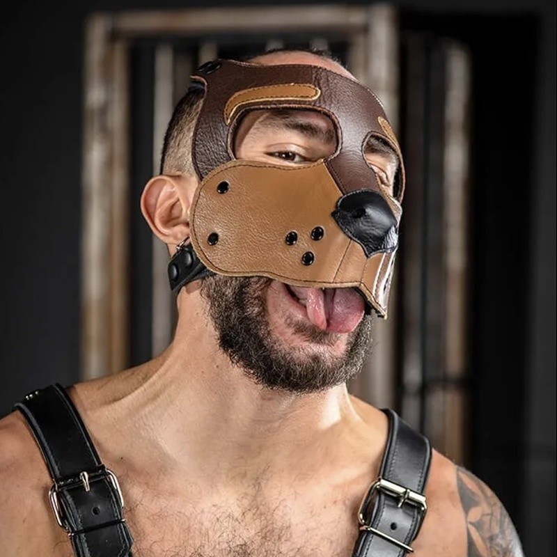 Bondage dog muzzle brown
