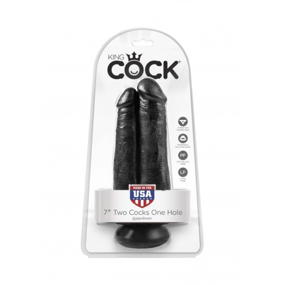 Doppeldildo Two Cocks One Hole 7" 18 cm Schwarz 24598