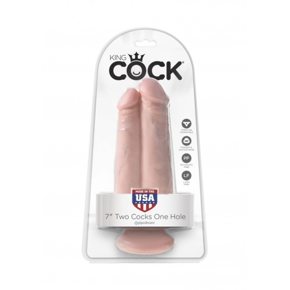 Two Cocks One Hole 7" 17cm flesh 24602