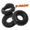 OX BONEMAKER Pack of 3 black cockrings 29454 1