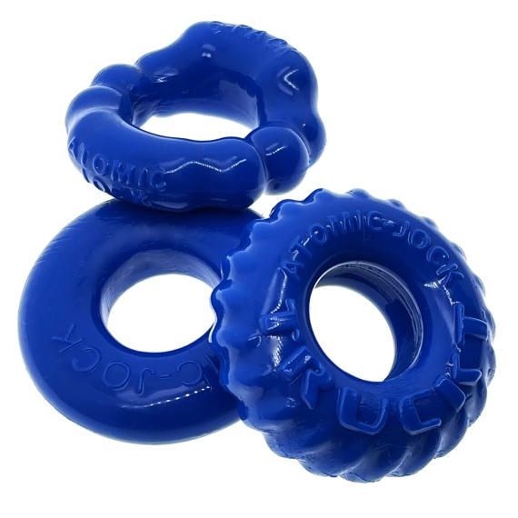 BONEMAKER BUEY Lote de 3 cockrings azules 29483