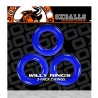 WILLY RINGS Pack 3 cockrings bleus extensibles 29621 1