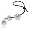 3 BALLS STEEL STAINLESS with 12" Leather String 29936 1