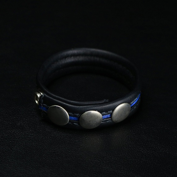 Leather Cockstrap Black Blue 33394