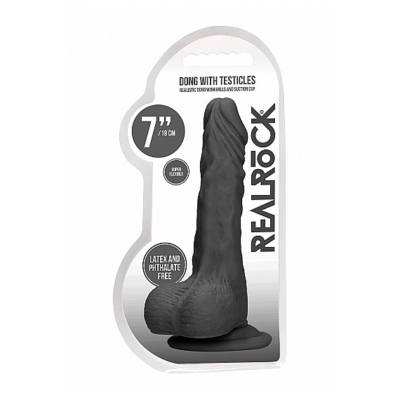 Realistic Dong with balls and suction cup 18.6cm 35040