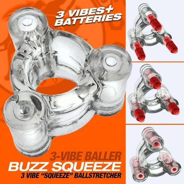 BUZZ SQUEEZE Transparent vibrating ballstretcher 37948