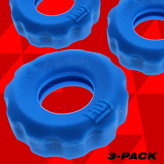 Super Huj3 Cockring Ballstretcher Teal Ice 3 Pack 38682