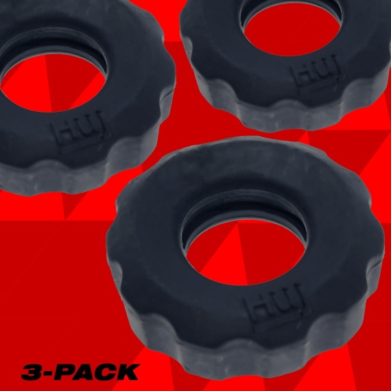 Super Huj 3 Cockrings Ballstretchers Negro 38695