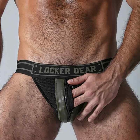 Jockstrap mitt Zipper Khaki 39392