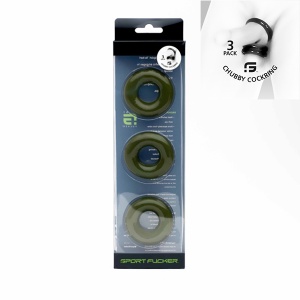 Chubby Rubber Cockring Army Green 3 Pack 41104