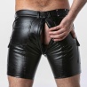 Punch Hole Leatherette Cargo Short