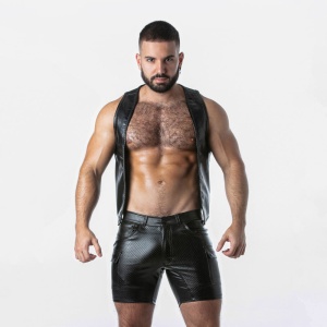 Punch Hole Leatherette Vest...