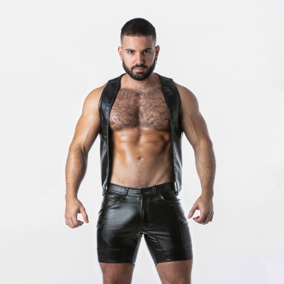 Punch Hole Leatherette Vest Black