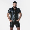 Punch Hole Leatherette Shirt Azul