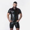 Punch Hole Leatherette Shirt Rojo