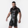 Punch Hole Leatherette Shirt Rouge