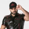 Punch Hole Leatherette Shirt Rouge