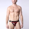 Black Chrome Jockstrap Red