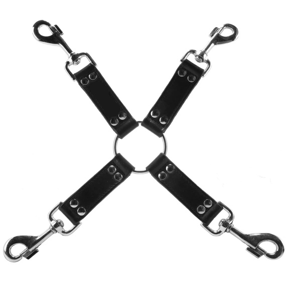 2 ways Leather Hog Tie - Black