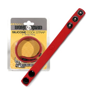 Cock Strap Silicone 3 Snap-ring rouge sur Dark-Ink.com