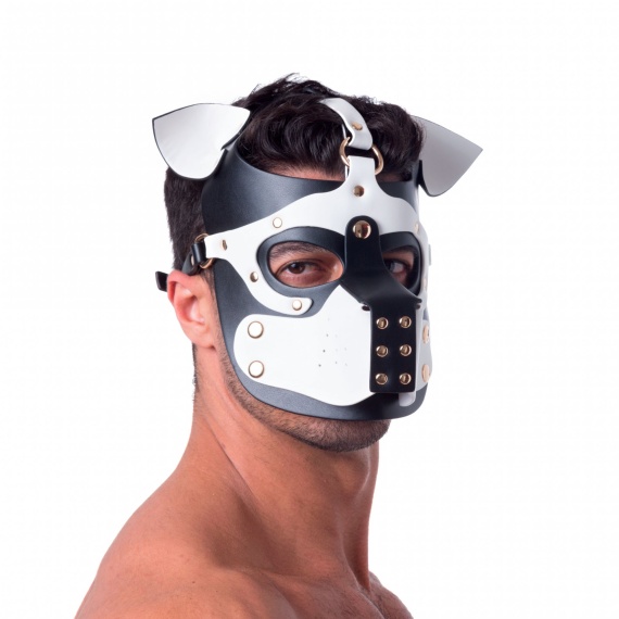 665 Bondage Pup Hood Black/White