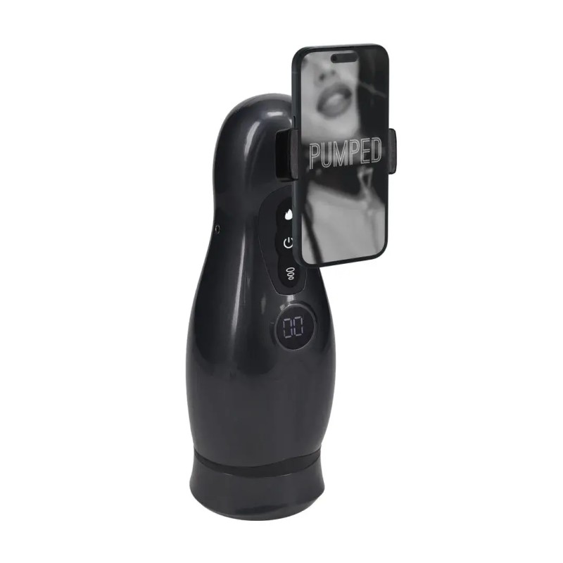Virtuo - suction and vibration masturbator pump with phone attachment - gun metal