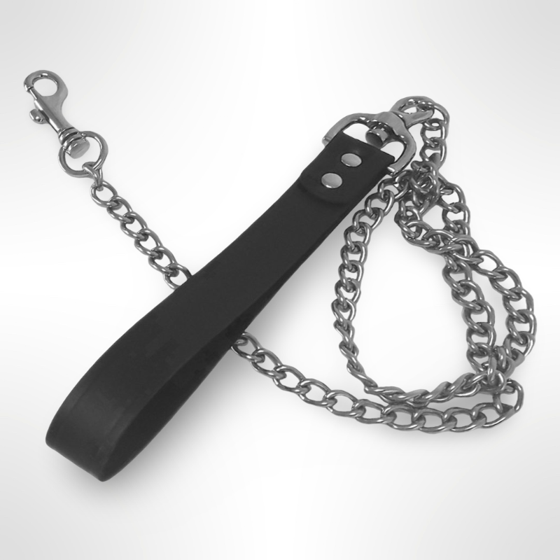 Brutus leather dogleash with chain