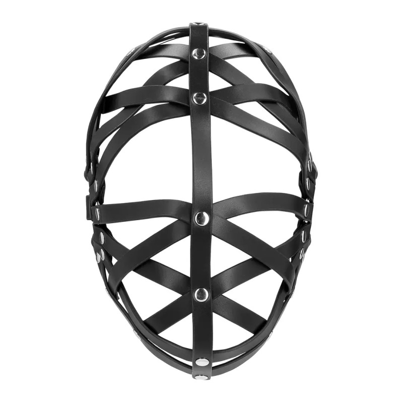 Leather cage mask black