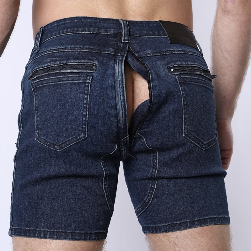 Castro denim zipper short indigo