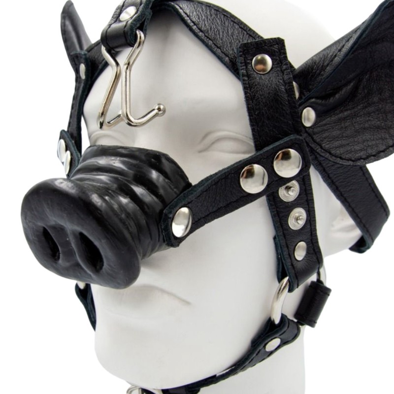 Leather pig head harness bk